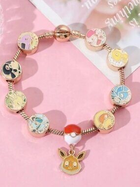 Pokémon 8 Eevee evolutions adjustable Gold-Plated Bracelet